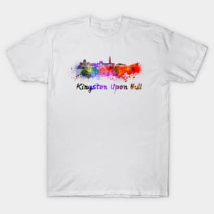 Kingston Upon Hull skyline in watercolor T-Shirt